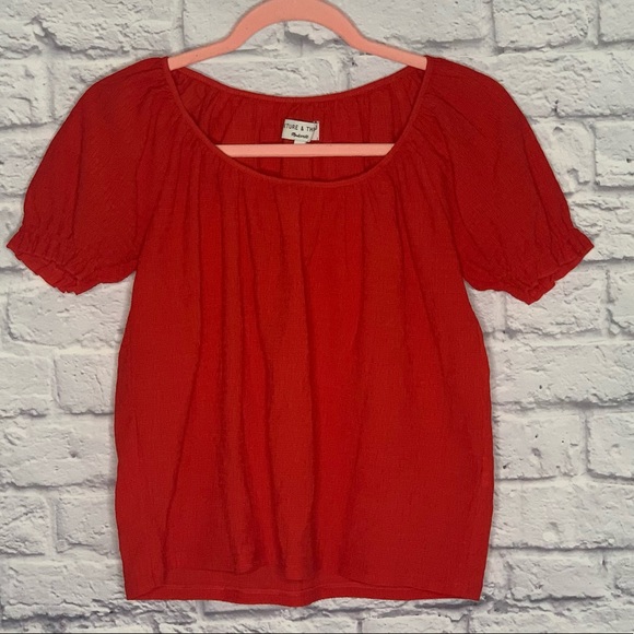 Madewell Tops - Madewell Texture & Thread Red Peasant Style Top
